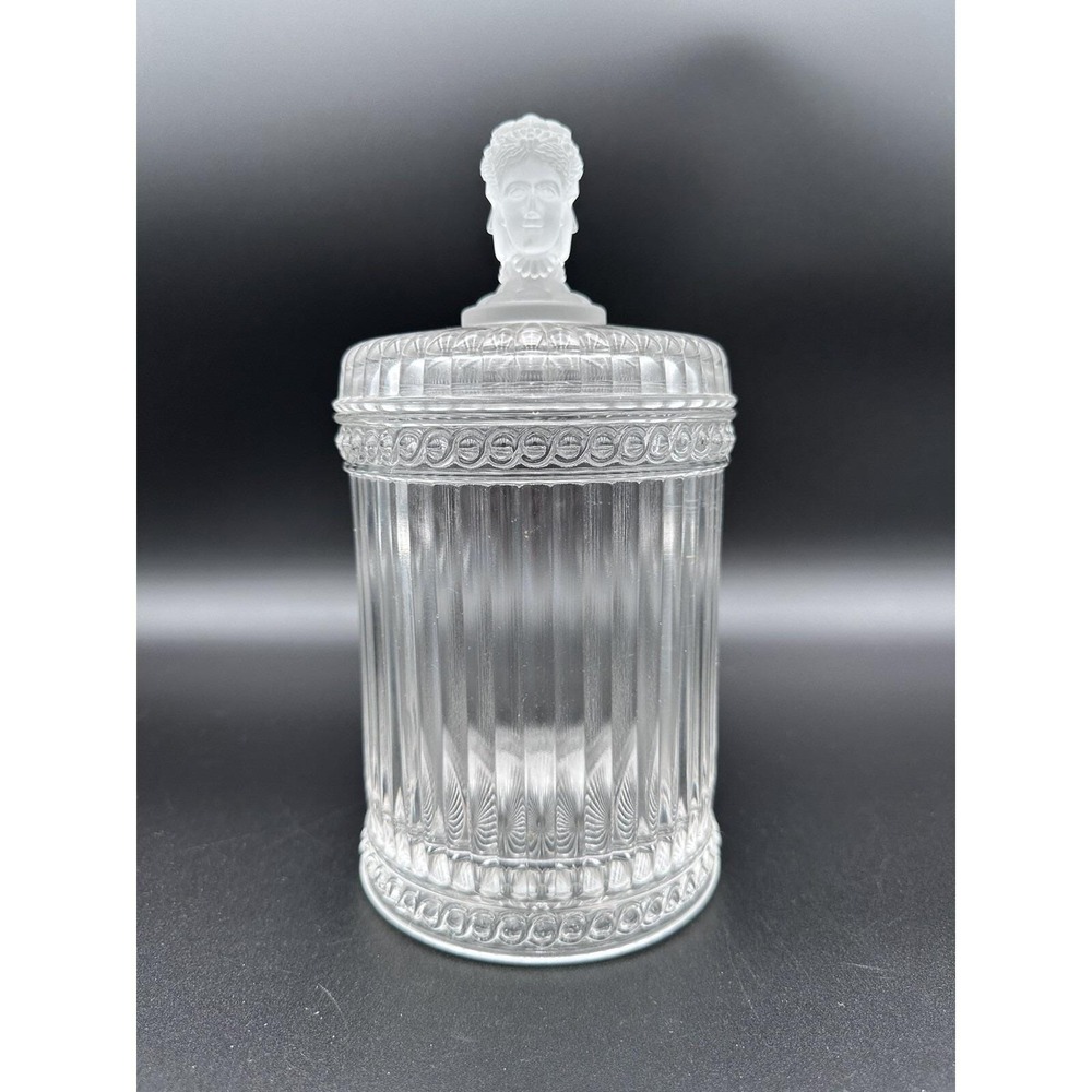 Antique‎ Three-Faces Biscuit Jar in Glass With Satin Glass Three-Face Handle